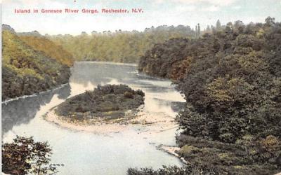 Island in Genesee River Gorge Rochester, New York Postcard