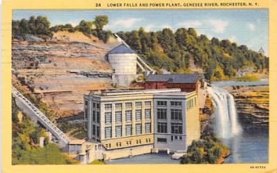 Lower Falls & Power Plant Rochester, New York Postcard