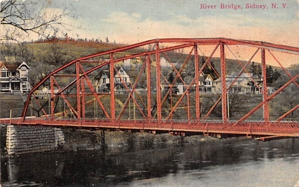 River Bridge Sidney, New York Postcard