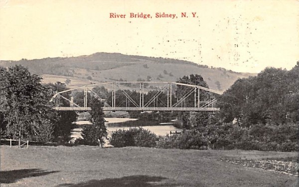 River Bridge Sidney, New York Postcard