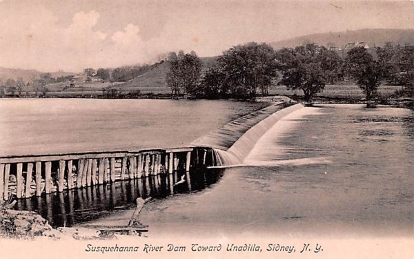 Susquehanna River Dam Toward Unadilla Sidney, New York Postcard