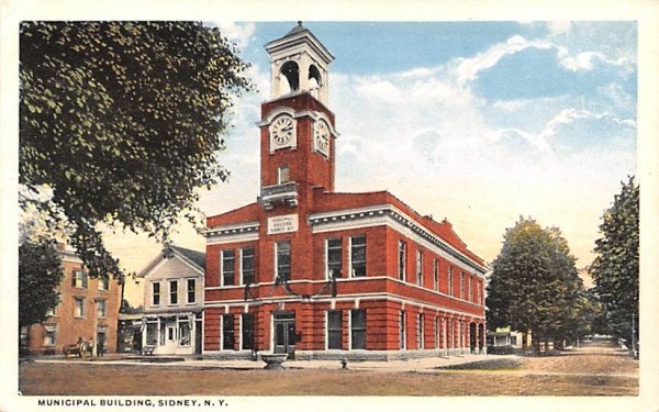 Municipal Building Sidney, New York Postcard