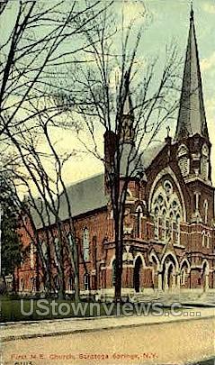 First M.E. Church - Saratoga Springs, New York NY Postcard