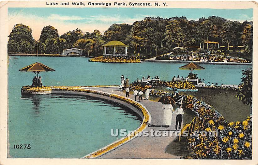 Lake & Walk, Onondaga Park - Syracuse, New York NY Postcard