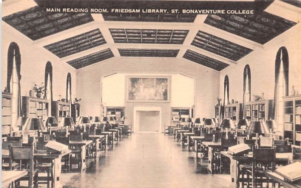Main Reading Room, Friedsam Library St Bonaventure, New York Postcard