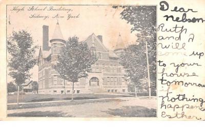 High School Building Sidney, New York Postcard