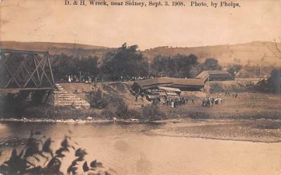 D & H Wreck Sept 3, 1908 Sidney, New York Postcard