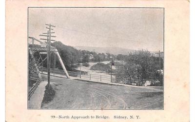 North Approach to Bridge Sidney, New York Postcard