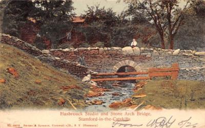 Hasbrouck Studio & Stone Arch Bridge Stamford, New York Postcard