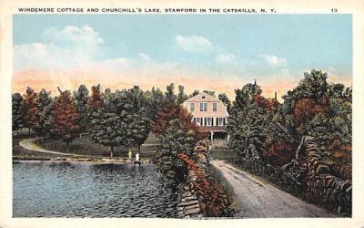 Windemere Cottage & Churchill's Lake Stamford, New York Postcard