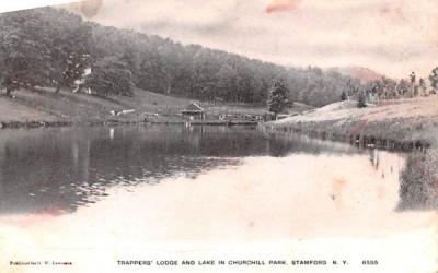Trappers Lodge & Lake Stamford, New York Postcard