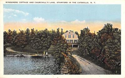 Windemere Cottage & Churchill's Lake Stamford, New York Postcard