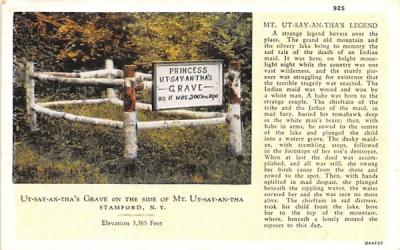 Ut-Say-An-Tha's Grave on side of Mountain Stamford, New York Postcard