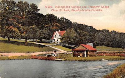 Honeymoon Cottage & Trappers Lodge Stamford, New York Postcard