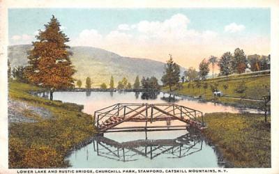 Lower Lake & Rustic Bridge Stamford, New York Postcard