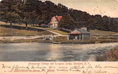 Honeymoon Cottage & Trappers Lodge Stamford, New York Postcard