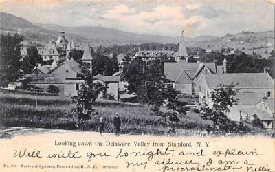 Looking down the Delaware Valley Stamford, New York Postcard
