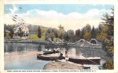 Boat Landing & Stone Bridge Stamford, New York Postcard