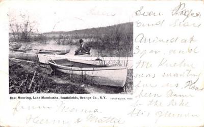 Boat Morring, Lake Mambasha Southfields, New York Postcard