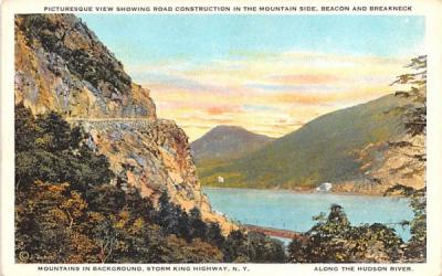 Road Construction, Beacon & Breakneck Mountains Storm King, New York Postcard