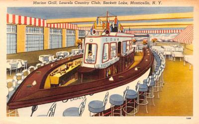 Marine Grill Sackett Lake, New York Postcard