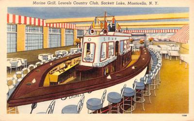 Marine Grill Sackett Lake, New York Postcard