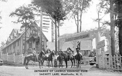 Entrance to Laurels Country Club Sackett Lake, New York Postcard