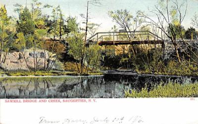 Sawkill Bridge and Creek Saugerties, New York Postcard