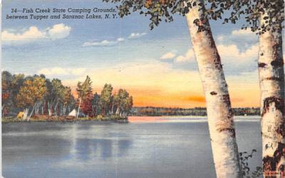 Fish Creek State Camping Grounds Saranac Lake, New York Postcard