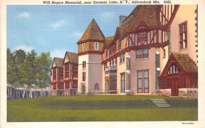 Will Rogers Memorial Saranac Lake, New York Postcard
