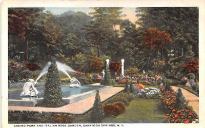 Casino Park & Italian Rose Garden Saratoga Springs, New York Postcard
