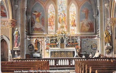 Interior Roman Catholic Church Saratoga Springs, New York Postcard