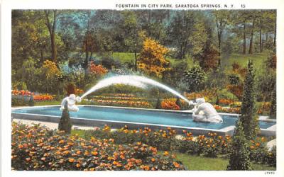 Fountain in City Park Saratoga Springs, New York Postcard