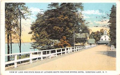 Lake & State Road Saratoga Lake, New York Postcard