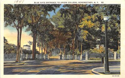 Blue Gate Entrance to Union College Schenectady, New York Postcard