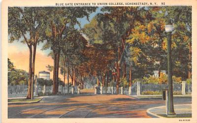Blue Gate Entrance to Union College Schenectady, New York Postcard