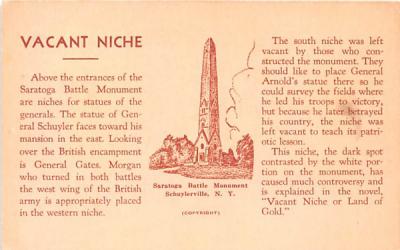 Vacant Niche Schuylerville, New York Postcard