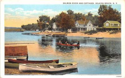 Salmon River & Cottages Selkirk Beach, New York Postcard