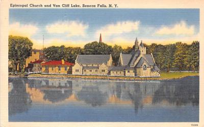 Episcopal Church & Van Cliff Lake Seneca Falls, New York Postcard