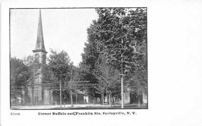Corner Buffalo & Franklin Streets Springville, New York Postcard