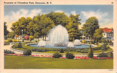 Fountain at Columbus Park Syracuse, New York Postcard