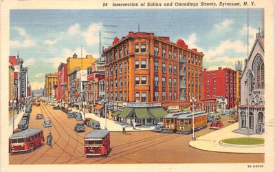 Intersection of Salina & Onondaga Streets Syracuse, New York Postcard