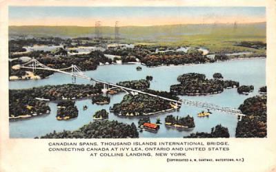 Canadian Spans Thousand Islands, New York Postcard
