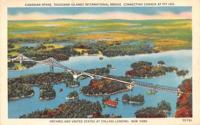 Canadian Spans Thousand Islands, New York Postcard