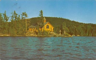 Little Church on Chapel Island Upper Saranac Lake, New York Postcard