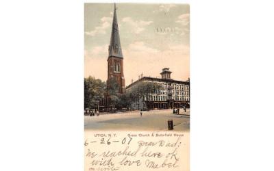 Grace Church & Butterfield House Utica, New York Postcard