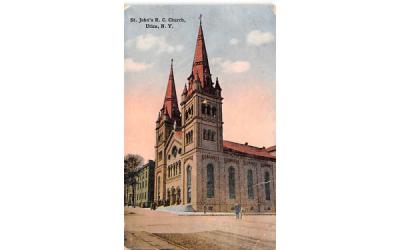 St John's RC Church Utica, New York Postcard