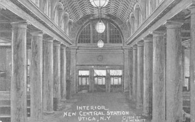 Interior New Central Station Utica, New York Postcard