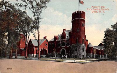 Armory & Park Baptist Church Utica, New York Postcard