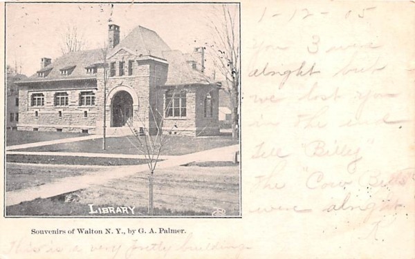 Library Walton, New York Postcard